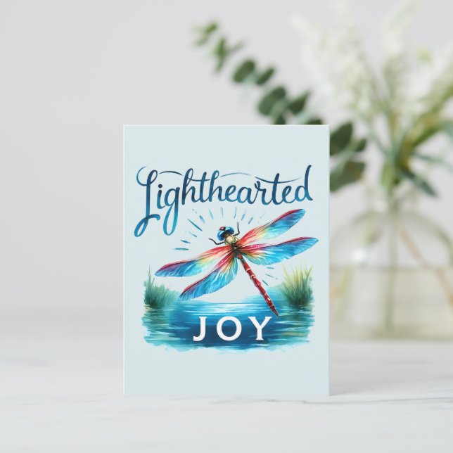 Lighthearted Joy - Artistic Dragonfly Postkarte (Stehend Vorderseite)