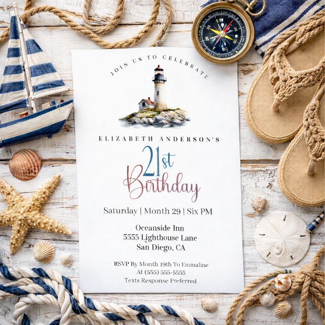 Lighthouse 21st Birthday Einladung (Von Creator hochgeladen)