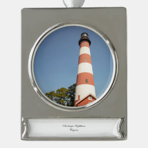 Lighthouse Assateague Banner-Ornament Silber