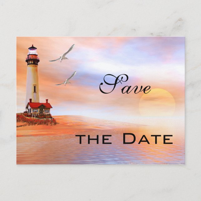 Lighthouse Beach Enregistrer la date Carte postale (Devant)