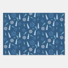 Lighthouse Beach Wasserfarbe Handgestrichen Außenb Geschenkpapier Set