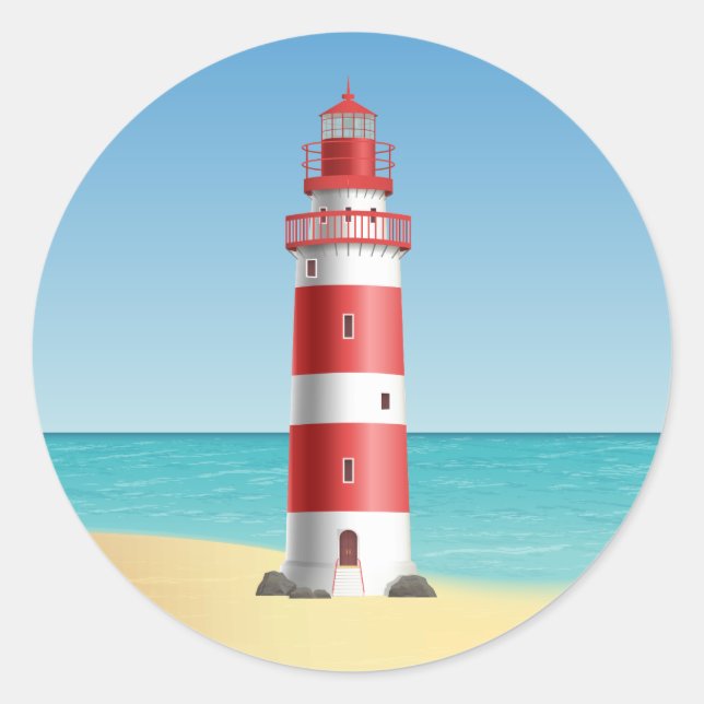 Lighthouse Beach Wedean Beach Brautparty Runder Aufkleber (Vorderseite)