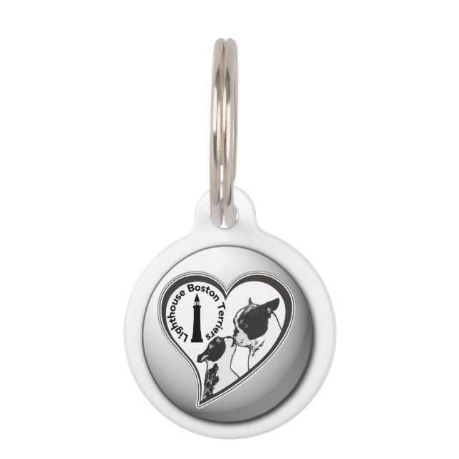 Lighthouse Boston Terriers Tag Haustiermarke (Vorderseite)