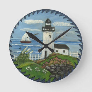 LIGHTHOUSE CLOCK PRIMITIVE DESIGN RUNDE WANDUHR