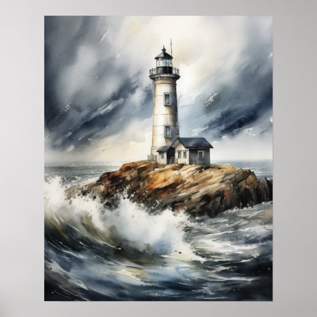 Lighthouse Coastal Art Print Poster (Vorne)