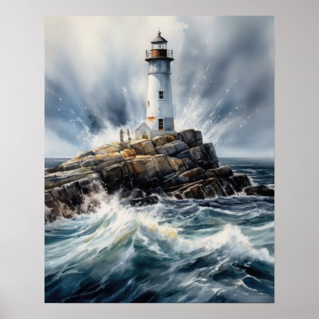 Lighthouse Coastal Art Print Poster (Vorne)