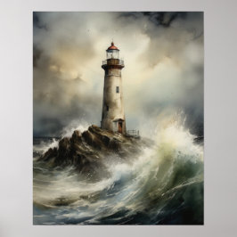 Lighthouse Coastal Art Print Poster