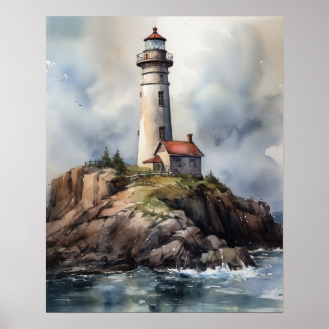 Lighthouse Coastal Art Print Poster (Vorne)