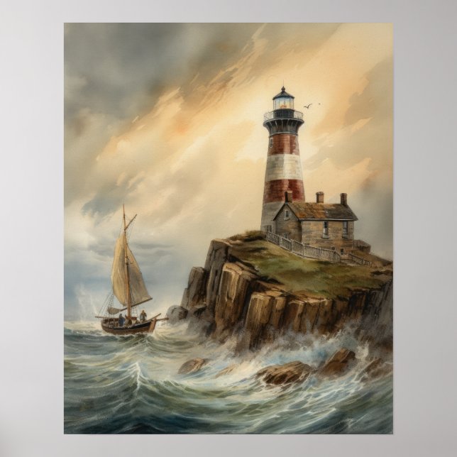 Lighthouse Coastal Art Print Poster (Vorne)