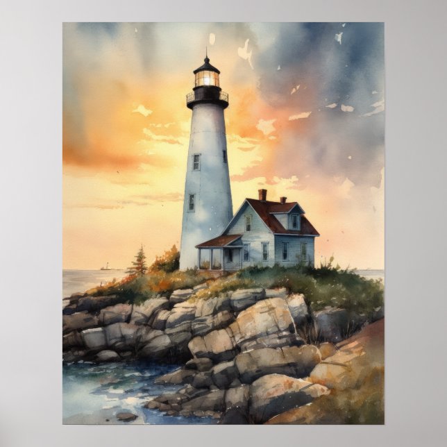 Lighthouse Coastal Art Print Poster (Vorne)