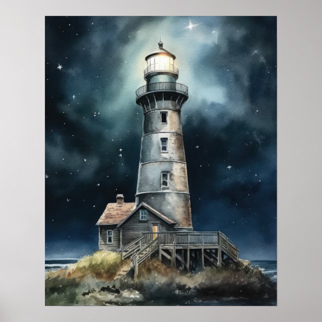 Lighthouse Coastal Art Print Poster (Vorne)