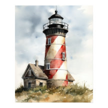Lighthouse Coastal Art Print Poster