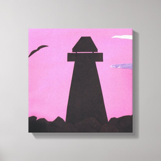 Lighthouse gegen einen rosa Himmel Leinwanddruck (Vorderseite)