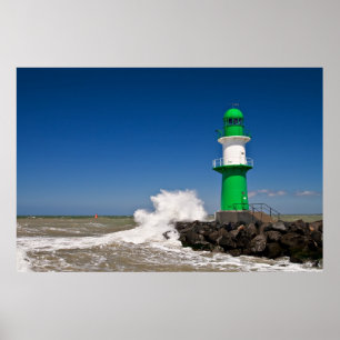 Lighthouse in Warnemuende on the Baltic Sea coast Poster