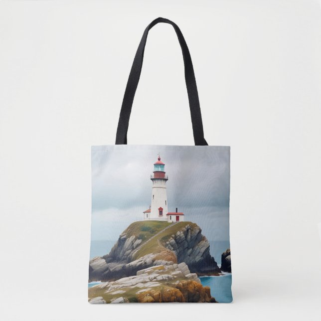 Lighthouse Landschaft Küste Meer Ruhe Landschaft Tasche (Vorderseite)