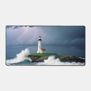 Lighthouse Landschaft Küste Ozean Waves Night Sea Schreibtischunterlage