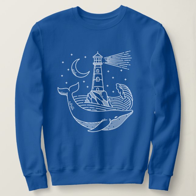 Lighthouse Moon Whale Sweatshirt (Design vorne)