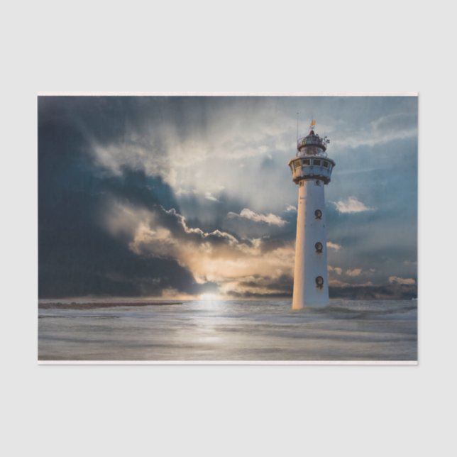 Lighthouse Ocean Morning Decoupage Tissue Paper Seidenpapier (Vorderseite)