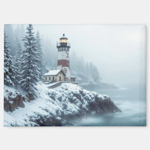 Lighthouse Ocean Nature Marine Coastline Snow Magnet