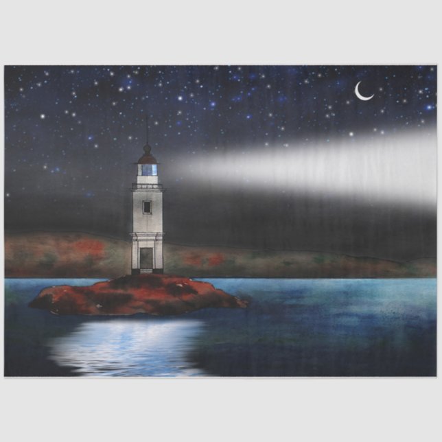 Lighthouse Ocean Night Decoupage Tissue Paper Seidenpapier (Vorderseite)