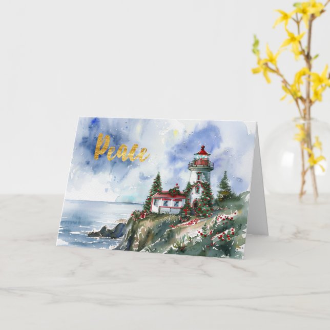 Lighthouse Peace Christmas Card Karte (Gelbe Blume)