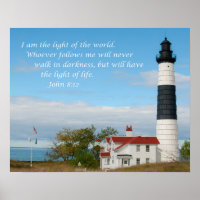 Lighthouse photo with John 8:12