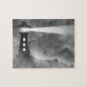 LIGHTHOUSE PUZZLE IN SCHWARZ N WEISS