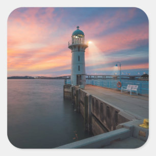Lighthouse Raffles Jachthafen, Singapur Quadratischer Aufkleber