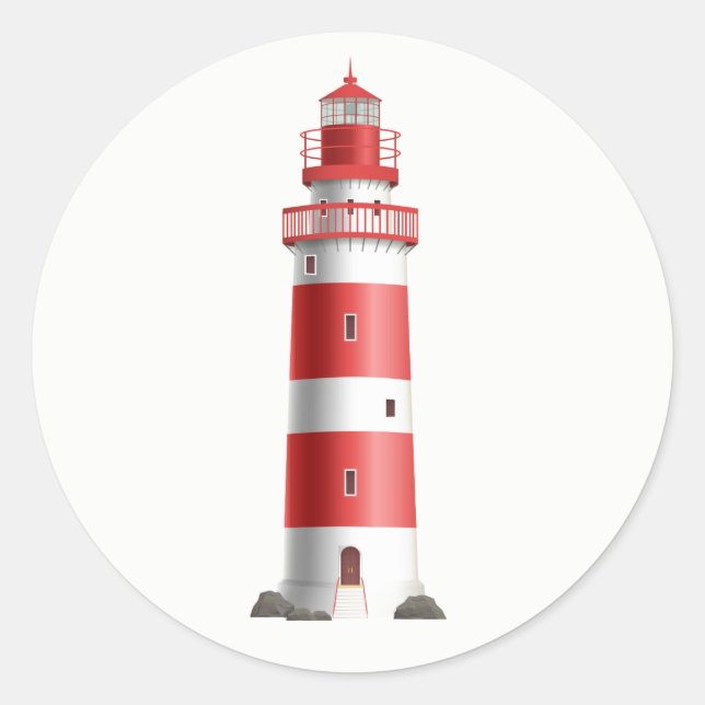 Lighthouse Red Wedding Beach Wedding Brautparty Runder Aufkleber (Vorderseite)