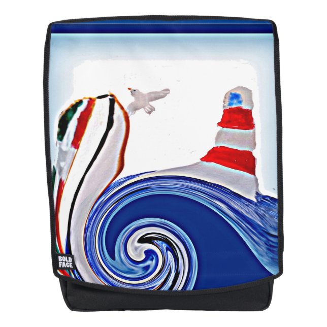 Lighthouse Sailing Boat Nautical Rucksack (Vorderseite)