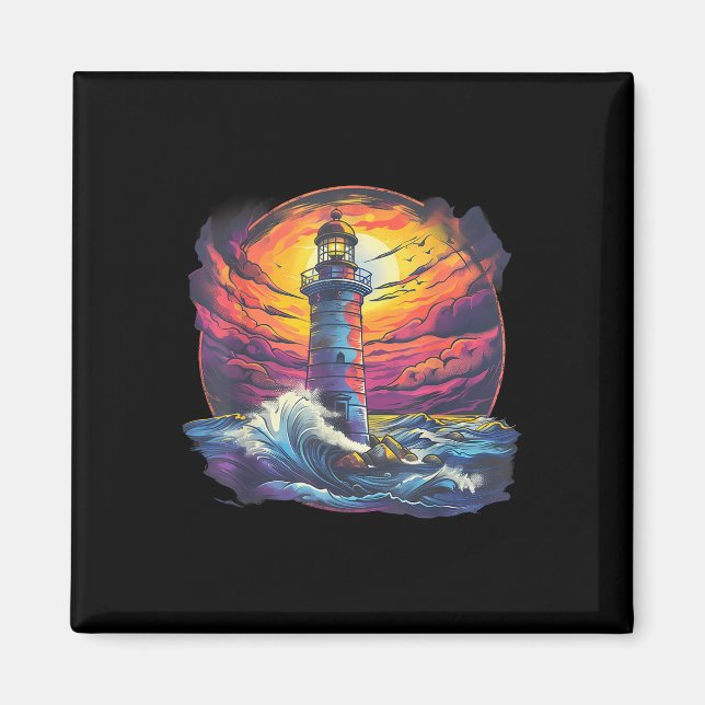 Lighthouse Sailing Sea Beach Boating Seaside House Magnet (Vorne)
