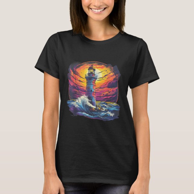 Lighthouse Sailing Sea Beach Boating Seaside House T-Shirt (Vorderseite)