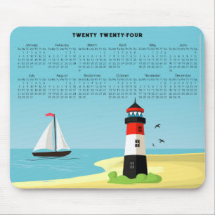 Lighthouse Scene 2024 Calendar Mousepad
