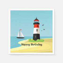 Lighthouse Scene Design Paper Napkin Serviette