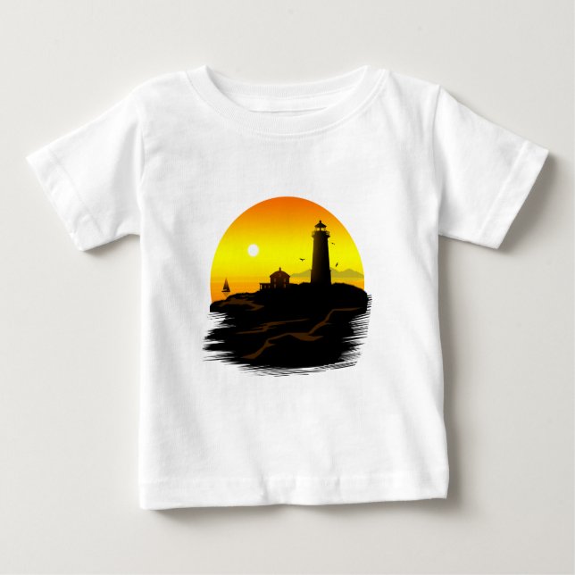 Lighthouse Sundown Baby T-shirt (Vorderseite)
