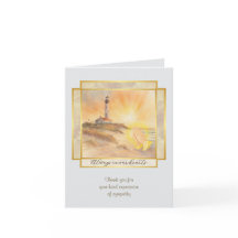 Lighthouse Sympathy Thank You Folded Note Card