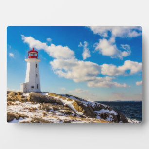 Lighthouse Winter In Peggy's Cove, Nova Scotia Fotoplatte
