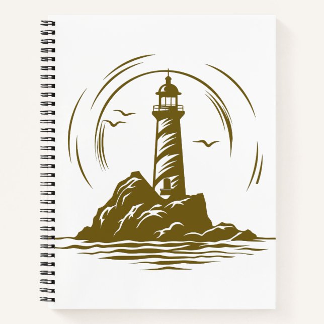 Lighthouse World Travel Adventure Vector Art Notizbuch (Vorderseite)