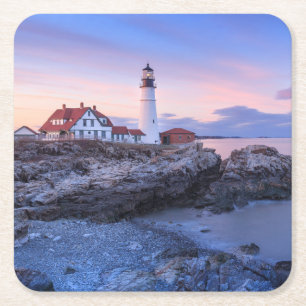 Lighthouses   Cape Elizabeth, Maine Rechteckiger Pappuntersetzer