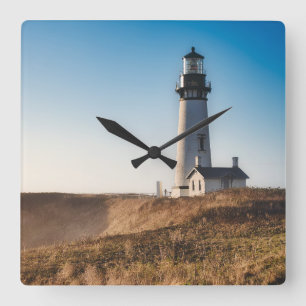Lighthouses Yaquina Head Lighthouse Oregon Quadratische Wanduhr
