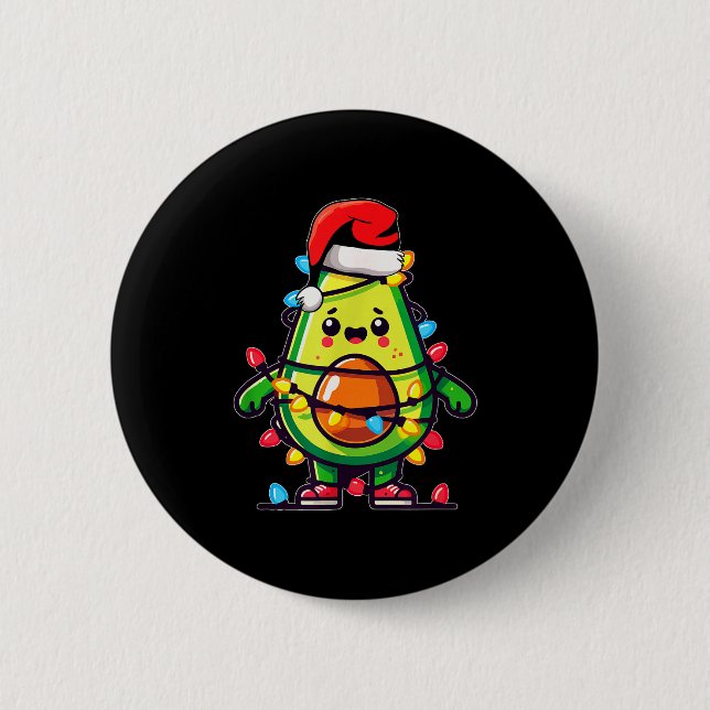 Lighting Avocado Ugly Christmas Sweater Guacamole  Button (Vorderseite)