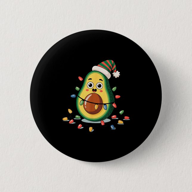 Lighting Avocado Ugly Christmas Sweater Guacamole  Button (Vorderseite)
