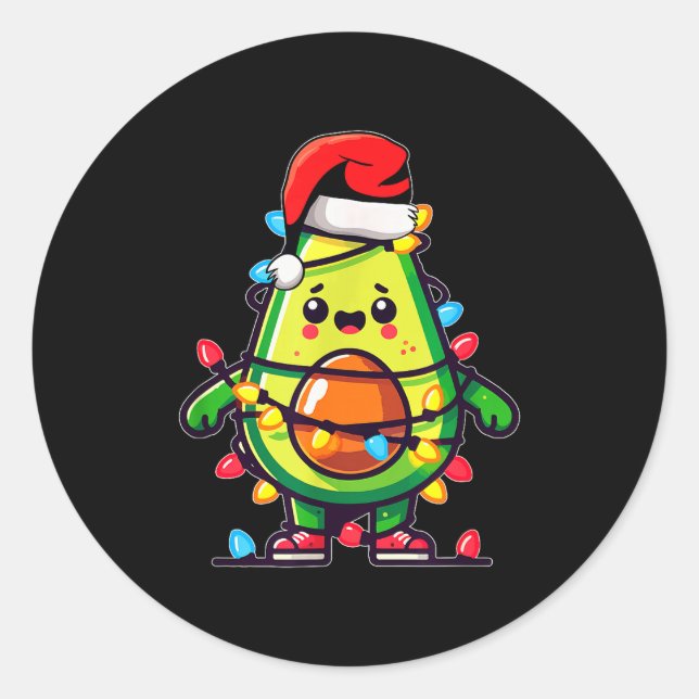 Lighting Avocado Ugly Christmas Sweater Guacamole  Runder Aufkleber (Vorderseite)