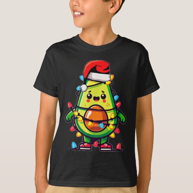 Lighting Avocado Ugly Christmas Sweater Guacamole  T-Shirt (Vorderseite)