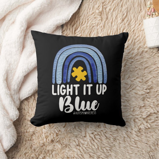 Lighting It Up Blue Rainbow Autismus Awareness Fam Kissen (Decke)