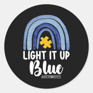 Lighting It Up Blue Rainbow Autismus Awareness Fam Runder Aufkleber