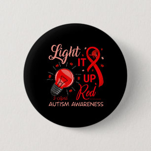 Lighting It Up Red Autismus Awareness Puzzle Männe Button
