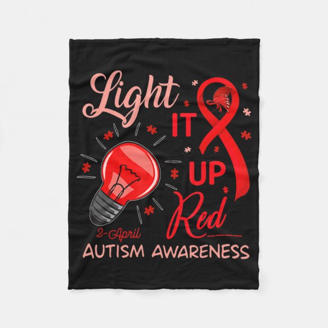 Lighting It Up Red Autismus Awareness Puzzle Männe Fleecedecke (Vorderseite)