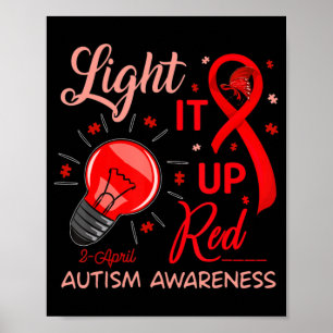 Lighting It Up Red Autismus Awareness Puzzle Männe Poster