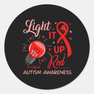 Lighting It Up Red Autismus Awareness Puzzle Männe Runder Aufkleber